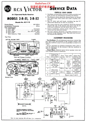 RCA - 2R52 - AM Radio - Schematic Diagram and Adjustment 电路图 维修手册.pdf