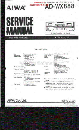 Aiwa-AD-WX888-Service-Manual(1) 电路图 维修手册.pdf