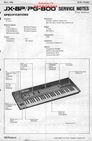 Roland JX-8P & PG-800 Service Manual 电路图.pdf