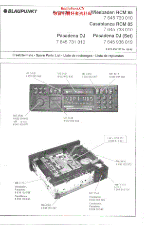 Blaupunkt Rcm85 Wiesbaden Casablanca Pasadena Mechanical Assembly Only 电路图.pdf